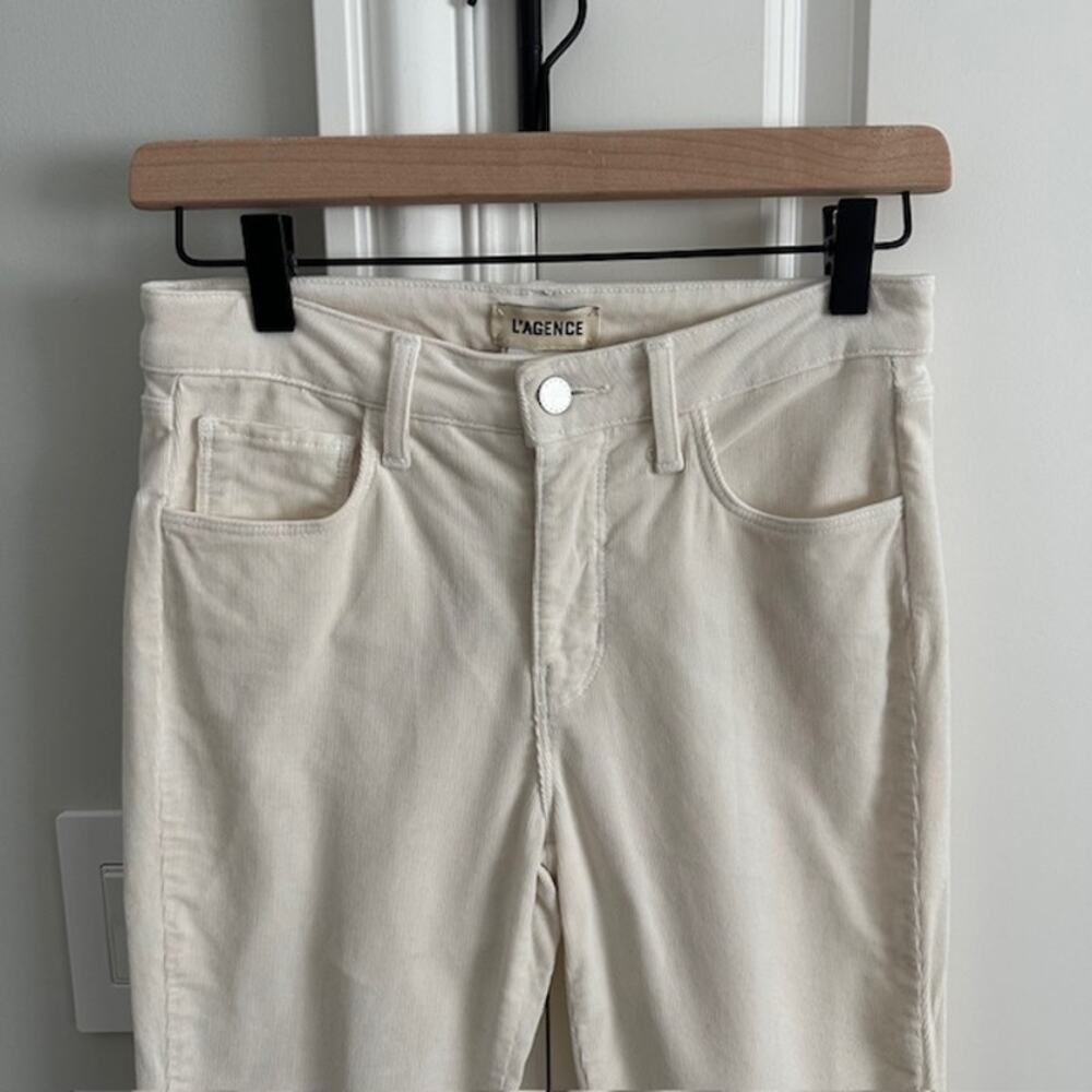 L'AGENCE Marguerite Skinny Cream Corduroy Pants Size: 25 - Picture 4 of 12